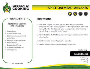 Metabolic Cooking’s Apple Oatmeal Pancakes – Fit Desk